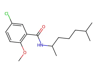 5-chloro-2-methoxy-N-(6-methylheptan-2-yl)benzamide structure