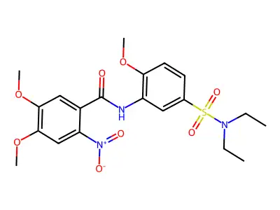 N-[5-(diethylsulfamoyl)-2-methoxyphenyl]-4,5-dimethoxy-2-nitrobenzamide structure