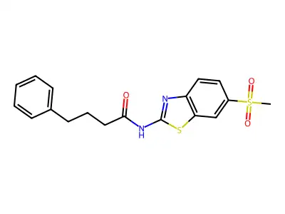 N-[6-(methylsulfonyl)benzothiazol-2-yl]-4-phenylbutanamide structure