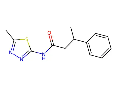 N-(5-methyl-1,3,4-thiadiazol-2-yl)-3-phenylbutanamide structure