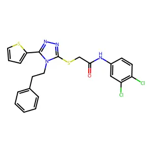 N-(3,4-dichlorophenyl)-2-{[4-(2-phenylethyl)-5-(2-thienyl)-4H-1,2,4-triazol-3-yl]sulfanyl}acetamide structure