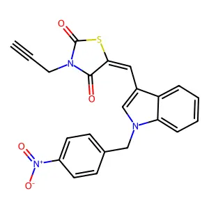 (5E)-5-[[1-[(4-nitrophenyl)methyl]indol-3-yl]methylidene]-3-prop-2-ynyl-1,3-thiazolidine-2,4-dione structure