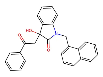 3-Hydroxy-1-(naphthalen-1-ylmethyl)-3-phenacylindol-2-one structure