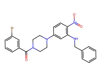 [4-[3-(Benzylamino)-4-nitrophenyl]piperazin-1-yl]-(3-bromophenyl)methanone structure