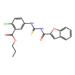Propyl 5-{[(1-benzofuran-2-ylcarbonyl)carbamothioyl]amino}-2-chlorobenzoate structure