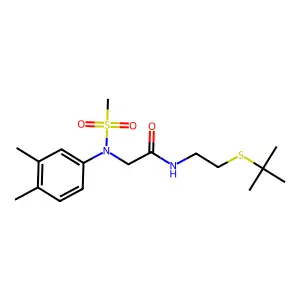 N-(2-tert-butylsulfanylethyl)-2-(3,4-dimethyl-N-methylsulfonylanilino)acetamide structure