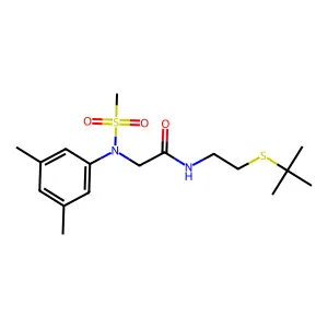 N-(2-tert-butylsulfanylethyl)-2-(3,5-dimethyl-N-methylsulfonylanilino)acetamide structure