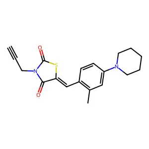 (5E)-5-[(2-methyl-4-piperidin-1-ylphenyl)methylidene]-3-prop-2-ynyl-1,3-thiazolidine-2,4-dione structure