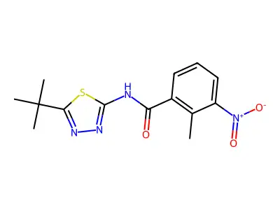 N-(5-tert-butyl-1,3,4-thiadiazol-2-yl)-2-methyl-3-nitrobenzamide structure