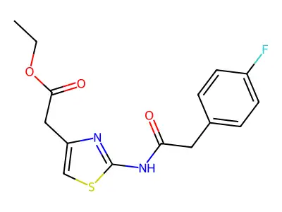 Ethyl 2-{2-[2-(4-fluorophenyl)acetamido]-1,3-thiazol-4-yl}acetate structure