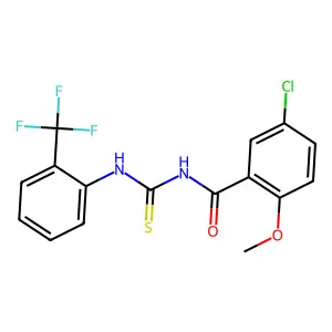 5-chloro-2-methoxy-N-[[2-(trifluoromethyl)phenyl]carbamothioyl]benzamide structure