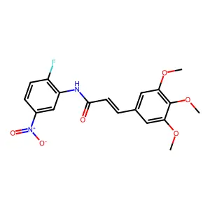 (E)-N-(2-fluoro-5-nitrophenyl)-3-(3,4,5-trimethoxyphenyl)prop-2-enamide structure