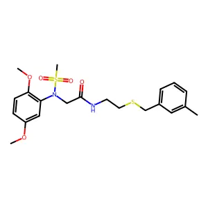 2-(2,5-dimethoxy-N-methylsulfonylanilino)-N-[2-[(3-methylphenyl)methylsulfanyl]ethyl]acetamide structure