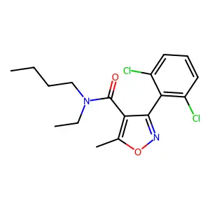 N-butyl-3-(2,6-dichlorophenyl)-N-ethyl-5-methyl-1,2-oxazole-4-carboxamide structure