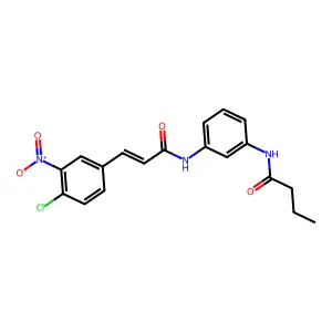 N-[3-[[(E)-3-(4-chloro-3-nitrophenyl)prop-2-enoyl]amino]phenyl]butanamide structure