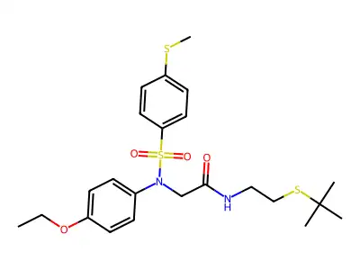 N-(2-tert-butylsulfanylethyl)-2-(4-ethoxy-N-(4-methylsulfanylphenyl)sulfonylanilino)acetamide structure