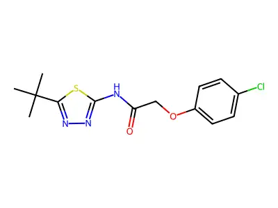 N-(5-tert-butyl-1,3,4-thiadiazol-2-yl)-2-(4-chlorophenoxy)acetamide structure