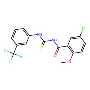 5-chloro-2-methoxy-N-[[3-(trifluoromethyl)phenyl]carbamothioyl]benzamide structure