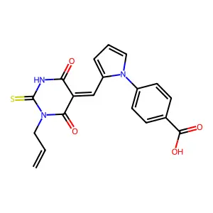 4-(2-{(Z)-[4,6-dioxo-1-(prop-2-en-1-yl)-2-thioxotetrahydropyrimidin-5(2H)-ylidene]methyl}-1H-pyrrol-1-yl)benzoic acid structure