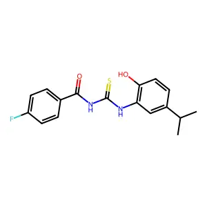N-(4-fluorobenzoyl)-N'-(2-hydroxy-5-isopropylphenyl)thiourea structure