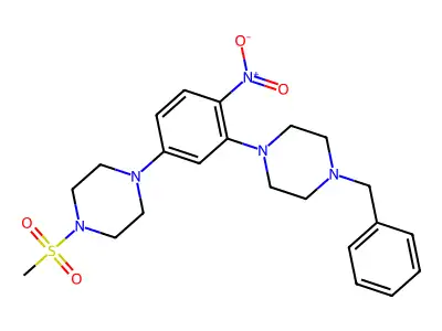 1-Benzyl-4-[5-(4-methylsulfonylpiperazin-1-yl)-2-nitrophenyl]piperazine structure