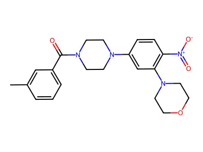 (3-Methylphenyl)-[4-(3-morpholin-4-yl-4-nitrophenyl)piperazin-1-yl]methanone structure