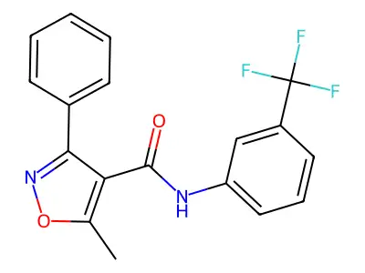 5-methyl-3-phenyl-N-[3-(trifluoromethyl)phenyl]-1,2-oxazole-4-carboxamide structure