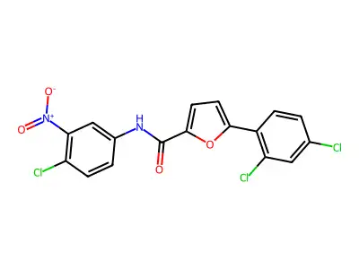 N-(4-chloro-3-nitrophenyl)-5-(2,4-dichlorophenyl)furan-2-carboxamide structure