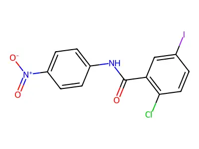 2-chloro-5-iodo-N-(4-nitrophenyl)benzamide structure