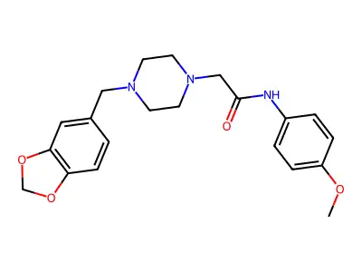 2-[4-(1,3-benzodioxol-5-ylmethyl)piperazin-1-yl]-N-(4-methoxyphenyl)acetamide structure