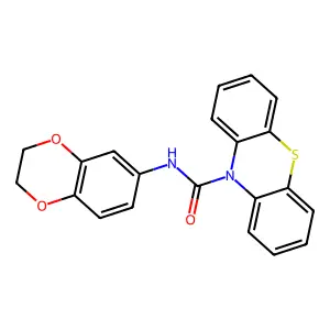 N-(2,3-dihydro-1,4-benzodioxin-6-yl)phenothiazine-10-carboxamide structure