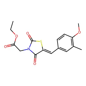 ethyl [(5E)-5-(4-methoxy-3-methylbenzylidene)-2,4-dioxo-1,3-thiazolidin-3-yl]acetate structure