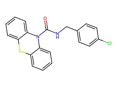N-[(4-chlorophenyl)methyl]phenothiazine-10-carboxamide structure