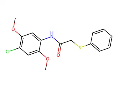 N-(4-chloro-2,5-dimethoxyphenyl)-2-phenylsulfanylacetamide structure