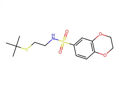 N-(2-tert-butylsulfanylethyl)-2,3-dihydro-1,4-benzodioxine-6-sulfonamide structure