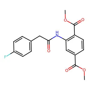 Dimethyl 2-{[(4-fluorophenyl)acetyl]amino}benzene-1,4-dicarboxylate structure