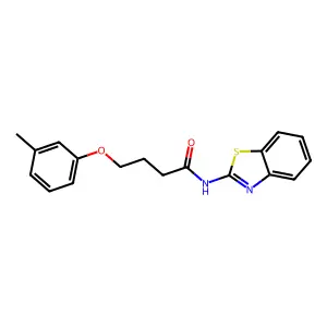 N-Benzothiazol-2-yl-4-m-tolyloxy-butyramide structure