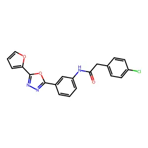 2-(4-chlorophenyl)-N-[3-[5-(furan-2-yl)-1,3,4-oxadiazol-2-yl]phenyl]acetamide structure