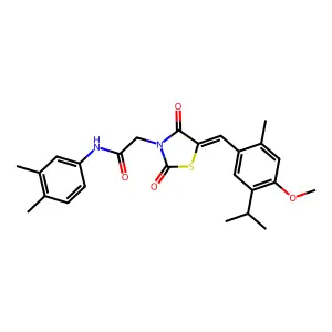 N-(3,4-dimethylphenyl)-2-[(5E)-5-[(4-methoxy-2-methyl-5-propan-2-ylphenyl)methylidene]-2,4-dioxo-1,3-thiazolidin-3-yl]acetamide structure