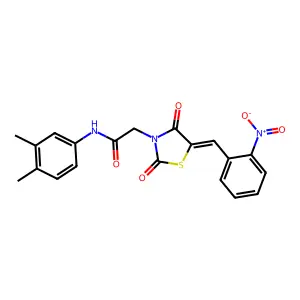 N-(3,4-dimethylphenyl)-2-[(5E)-5-(2-nitrobenzylidene)-2,4-dioxo-1,3-thiazolidin-3-yl]acetamide structure