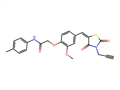 2-(4-{(E)-[2,4-dioxo-3-(prop-2-yn-1-yl)-1,3-thiazolidin-5-ylidene]methyl}-2-methoxyphenoxy)-N-(4-methylphenyl)acetamide structure