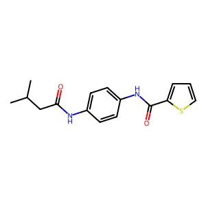 N-{4-[(3-methylbutanoyl)amino]phenyl}thiophene-2-carboxamide structure