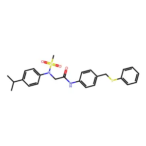 2-(N-methylsulfonyl-4-propan-2-ylanilino)-N-[4-(phenylsulfanylmethyl)phenyl]acetamide structure