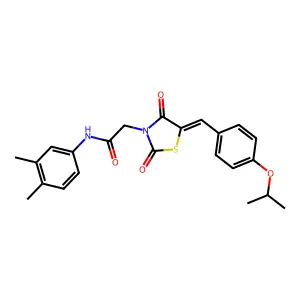 N-(3,4-dimethylphenyl)-2-[(5E)-2,4-dioxo-5-[(4-propan-2-yloxyphenyl)methylidene]-1,3-thiazolidin-3-yl]acetamide structure