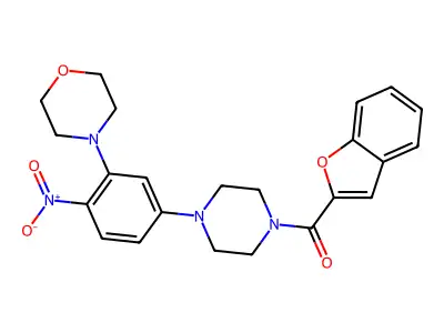 1-Benzofuran-2-yl-[4-(3-morpholin-4-yl-4-nitrophenyl)piperazin-1-yl]methanone structure