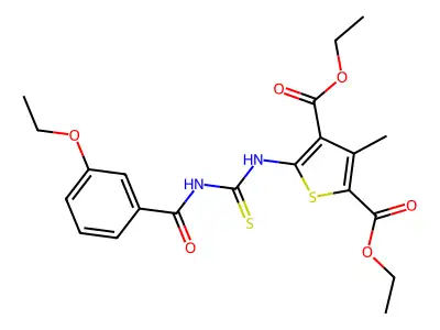 diethyl 5-({[(3-ethoxyphenyl)carbonyl]carbamothioyl}amino)-3-methylthiophene-2,4-dicarboxylate structure