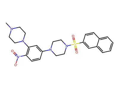 1-Methyl-4-[5-(4-naphthalen-2-ylsulfonylpiperazin-1-yl)-2-nitrophenyl]piperazine structure