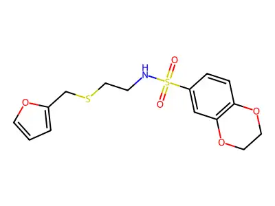 N-[2-(furan-2-ylmethylsulfanyl)ethyl]-2,3-dihydro-1,4-benzodioxine-6-sulfonamide structure