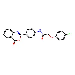 2-(4-chlorophenoxy)-N-[4-(4-oxo-3,1-benzoxazin-2-yl)phenyl]acetamide structure