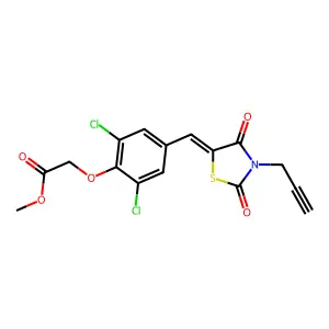 methyl (2,6-dichloro-4-{(E)-[2,4-dioxo-3-(prop-2-yn-1-yl)-1,3-thiazolidin-5-ylidene]methyl}phenoxy)acetate structure